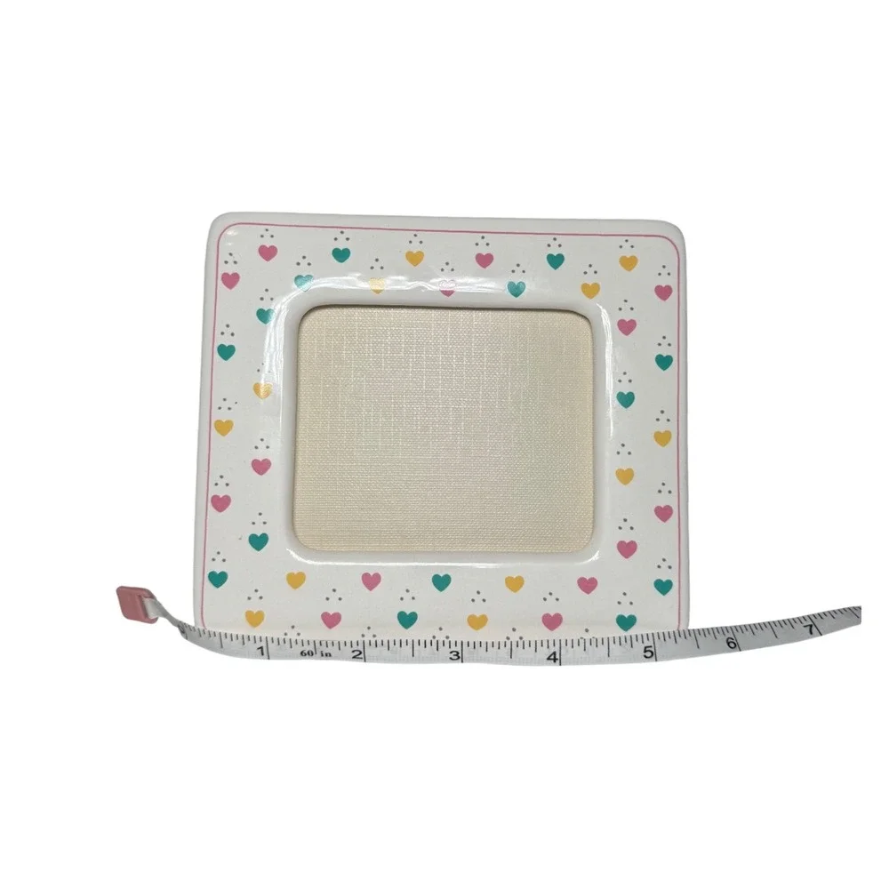 Vintage Papel Ceramic‎ Musical Photo Frame Hearts Sankyo Japan White Pink 80s